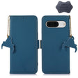 For Google Pixel 8 Genuine Leather Magnetic RFID Leather Phone Case(Blue) - Google Cases by PMC TechLife | Online Shopping South Africa | PMC TechLife | Buy Now Pay Later Mobicred