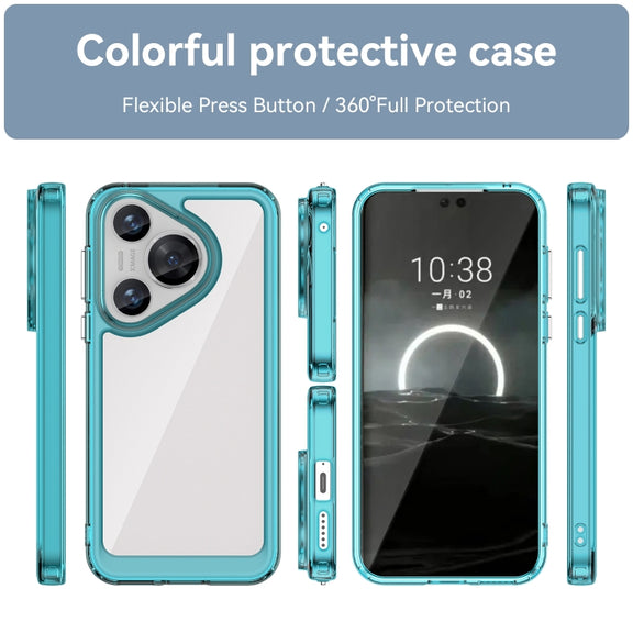 For Huawei Pura 70 Colorful Series Acrylic + TPU Phone Case(Transparent Blue)