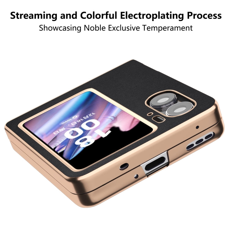 For OPPO Find N2 Flip Genuine Leather Xiaoya Series Nano Plating Phone Case(Black) - Find N2 Flip Cases by PMC TechLife | Online Shopping South Africa | PMC TechLife | Buy Now Pay Later Mobicred