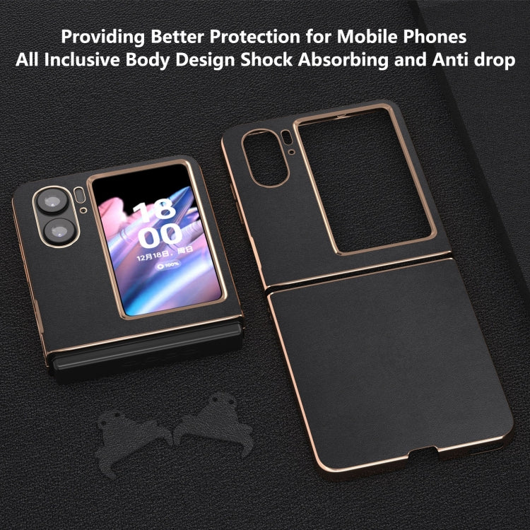 For OPPO Find N2 Flip Genuine Leather Xiaoya Series Nano Plating Phone Case(Black) - Find N2 Flip Cases by PMC TechLife | Online Shopping South Africa | PMC TechLife | Buy Now Pay Later Mobicred