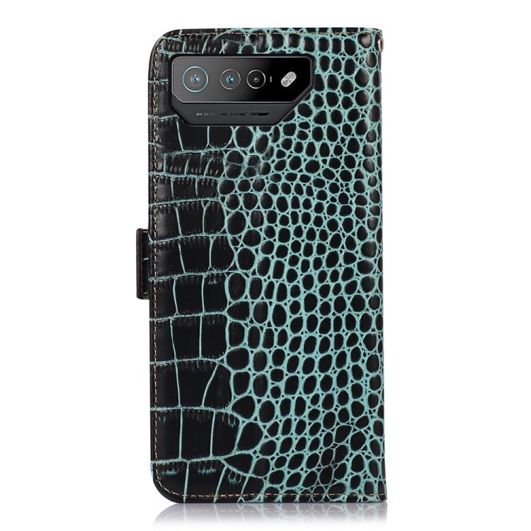 For Asus ROG Phone 7 Crocodile Top Layer Cowhide Leather Phone Case(Green) - ASUS Cases by PMC Jewellery | Online Shopping South Africa | PMC Jewellery | Buy Now Pay Later Mobicred