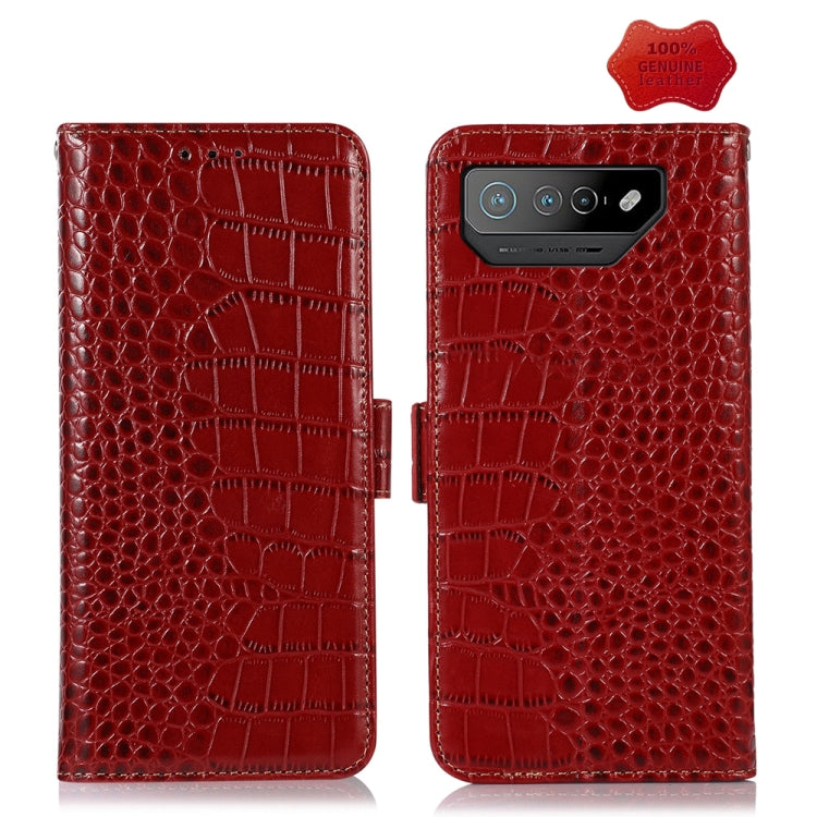 For Asus ROG Phone 7 Crocodile Top Layer Cowhide Leather Phone Case(Red) - ASUS Cases by PMC Jewellery | Online Shopping South Africa | PMC Jewellery | Buy Now Pay Later Mobicred