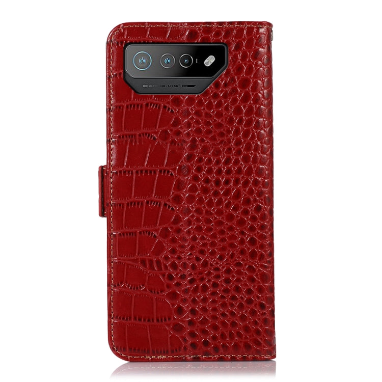 For Asus ROG Phone 7 Crocodile Top Layer Cowhide Leather Phone Case(Red) - ASUS Cases by PMC Jewellery | Online Shopping South Africa | PMC Jewellery | Buy Now Pay Later Mobicred
