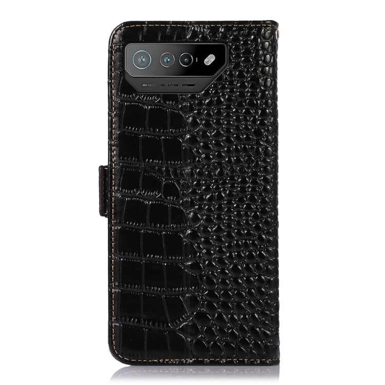 For Asus ROG Phone 7 Crocodile Top Layer Cowhide Leather Phone Case(Black) - ASUS Cases by PMC Jewellery | Online Shopping South Africa | PMC Jewellery | Buy Now Pay Later Mobicred