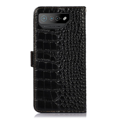 For Asus ROG Phone 7 Crocodile Top Layer Cowhide Leather Phone Case(Black) - ASUS Cases by PMC Jewellery | Online Shopping South Africa | PMC Jewellery | Buy Now Pay Later Mobicred