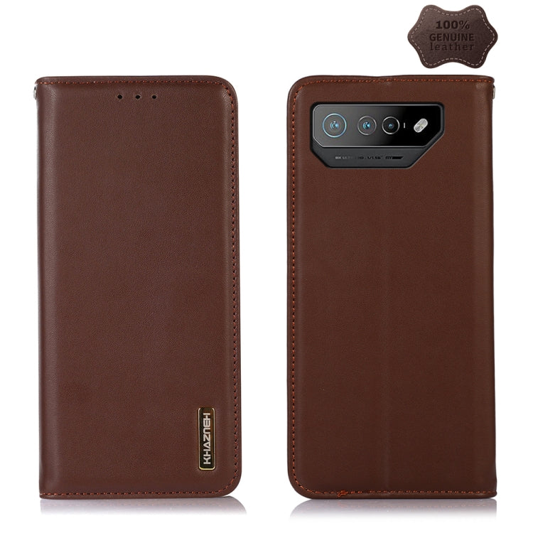 For Asus ROG Phone 7 KHAZNEH Nappa Top Layer Cowhide Leather Phone Case(Brown) - ASUS Cases by PMC Jewellery | Online Shopping South Africa | PMC Jewellery | Buy Now Pay Later Mobicred