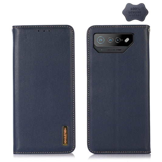 For Asus ROG Phone 7 KHAZNEH Nappa Top Layer Cowhide Leather Phone Case(Blue) - ASUS Cases by PMC Jewellery | Online Shopping South Africa | PMC Jewellery | Buy Now Pay Later Mobicred