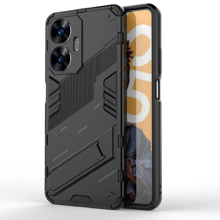 For Realme C55 Punk Armor 2 in 1 PC + TPU Shockproof Phone Case with Invisible Holder(Black) - Realme Cases by PMC TechLife | Online Shopping South Africa | PMC TechLife | Buy Now Pay Later Mobicred