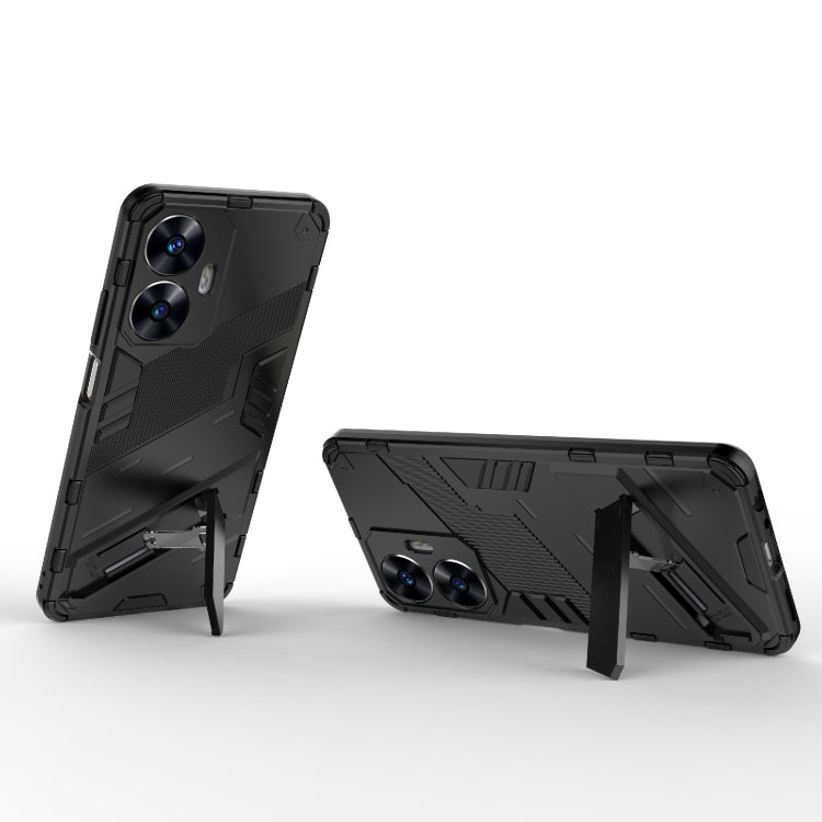 For Realme C55 Punk Armor 2 in 1 PC + TPU Shockproof Phone Case with Invisible Holder(Black) - Realme Cases by PMC TechLife | Online Shopping South Africa | PMC TechLife | Buy Now Pay Later Mobicred