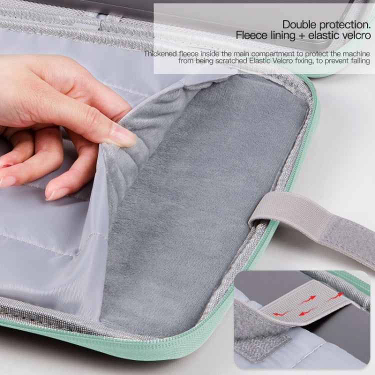 For 12.9-13 inch Laptop Portable Cloth Texture Leather Bag(Blue)