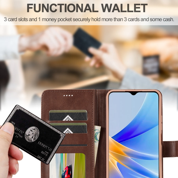 For OPPO A78 5G Global LC.IMEEKE Calf Texture Horizontal Flip Leather Case(Brown) - OPPO Cases by LC.IMEEKE | Online Shopping South Africa | PMC TechLife | Buy Now Pay Later Mobicred