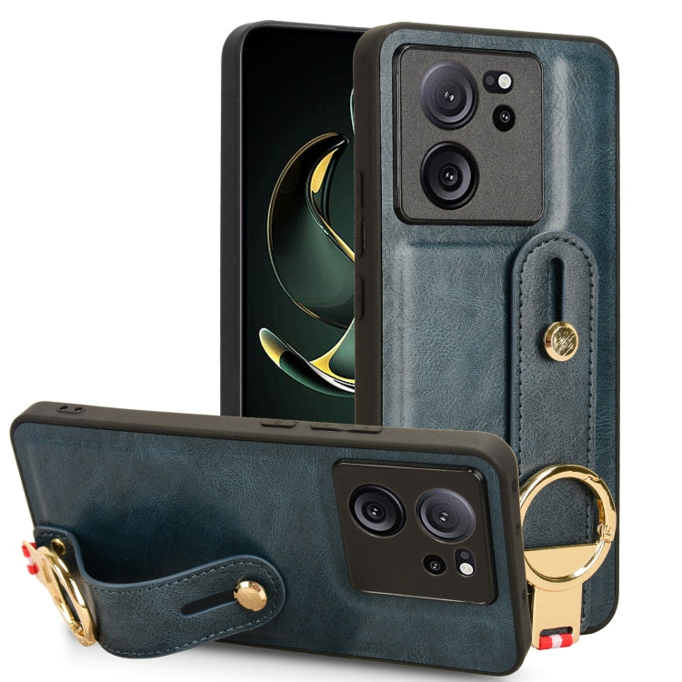 For Xiaomi 13T / 13T Pro / Redmi K60 Ultra Wristband Leather Back Phone Case(Blue) - Redmi K60 Ultra Cases by PMC TechLife | Online Shopping South Africa | PMC TechLife | Buy Now Pay Later Mobicred