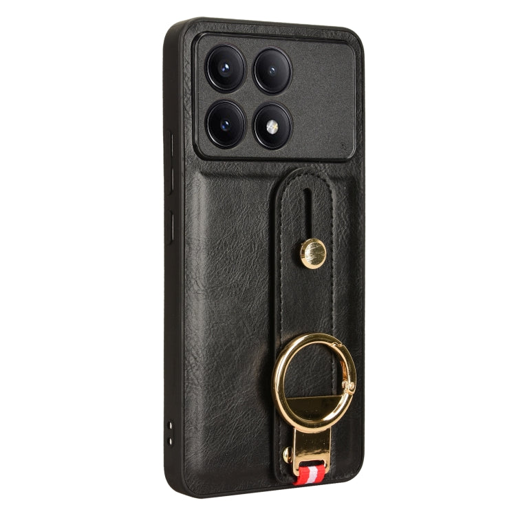 For Xiaomi Redmi K70/K70 Pro Wristband Leather Back Phone Case(Black)