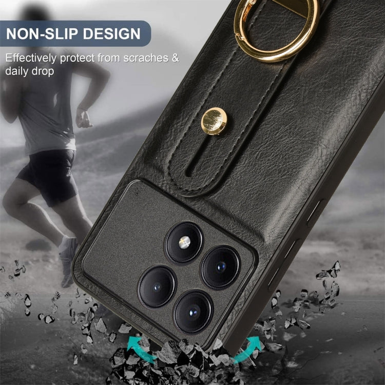 For Xiaomi Redmi K70/K70 Pro Wristband Leather Back Phone Case(Black)