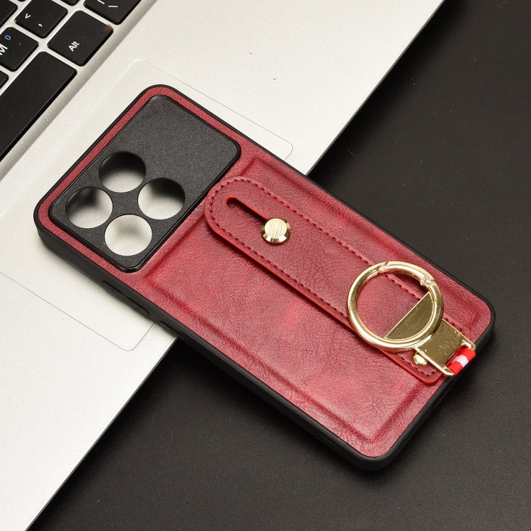 For Xiaomi Redmi K70/K70 Pro Wristband Leather Back Phone Case(Red) - Xiaomi Cases by PMC Jewellery | Online Shopping South Africa | PMC Jewellery | Buy Now Pay Later Mobicred