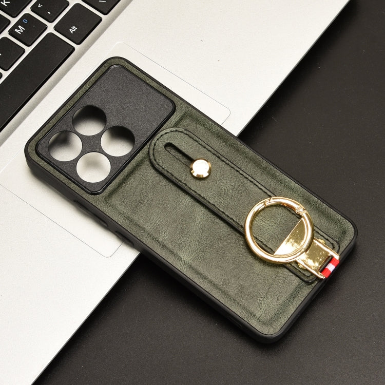 For Xiaomi Redmi K70/K70 Pro Wristband Leather Back Phone Case(Green)