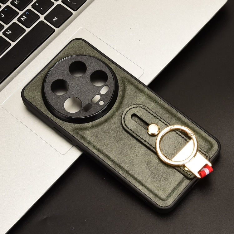 For Xiaomi 14 Ultra Wristband Leather Back Phone Case(Green) - 14 Ultra Cases by PMC TechLife | Online Shopping South Africa | PMC TechLife