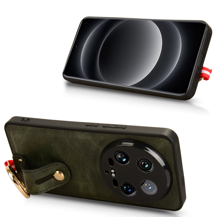 For Xiaomi 14 Ultra Wristband Leather Back Phone Case(Green) - 14 Ultra Cases by PMC TechLife | Online Shopping South Africa | PMC TechLife