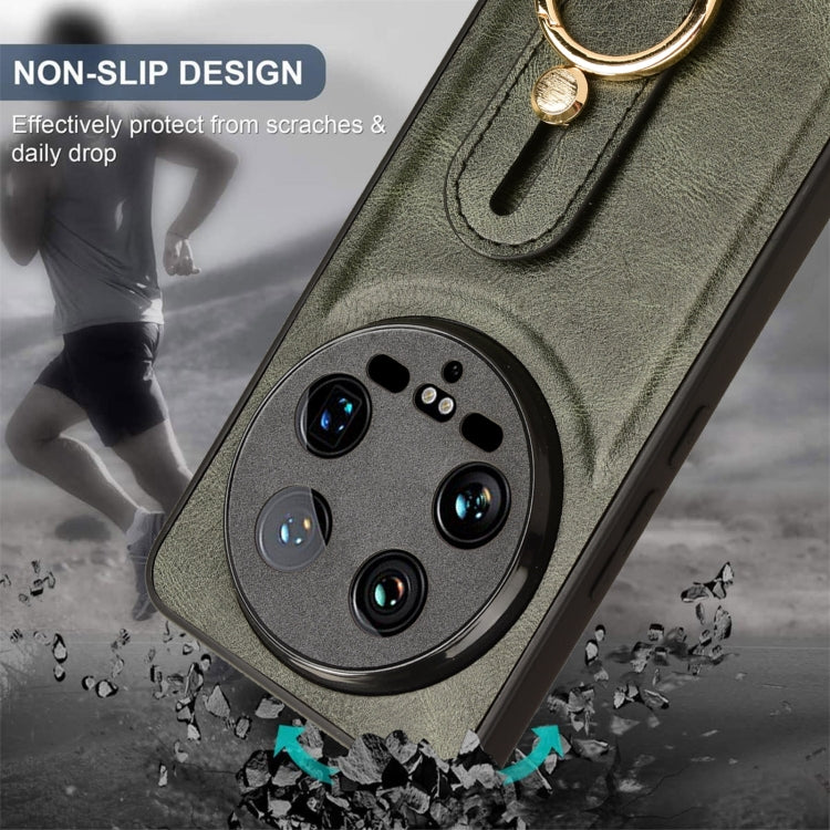 For Xiaomi 14 Ultra Wristband Leather Back Phone Case(Green) - 14 Ultra Cases by PMC TechLife | Online Shopping South Africa | PMC TechLife