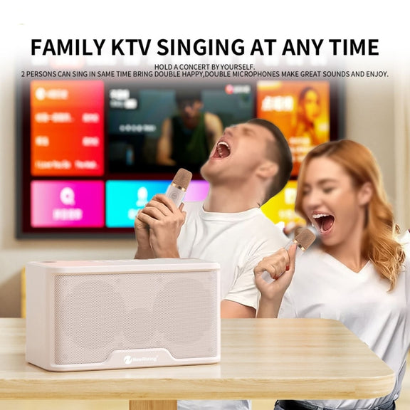 NewRixing NR8088 Wireless Microphone TWS Handheld Noise Reduction Smart Bluetooth Speaker(Creamy White)