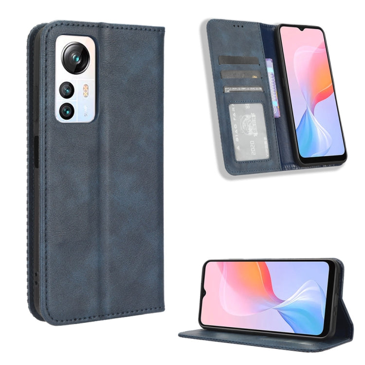 For Blackview A85 Magnetic Buckle Retro Texture Leather Phone Case(Blue) - More Brand by PMC TechLife | Online Shopping South Africa | PMC TechLife | Buy Now Pay Later Mobicred