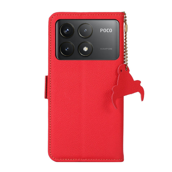 For Xiaomi Redmi K70 Side-Magnetic TJ Genuine Leather RFID Phone Case(Red)