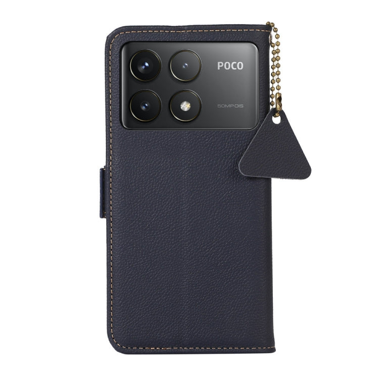 For Xiaomi Redmi K70 Pro Side-Magnetic TJ Genuine Leather RFID Phone Case(Blue) - Xiaomi Cases by PMC Jewellery | Online Shopping South Africa | PMC Jewellery | Buy Now Pay Later Mobicred