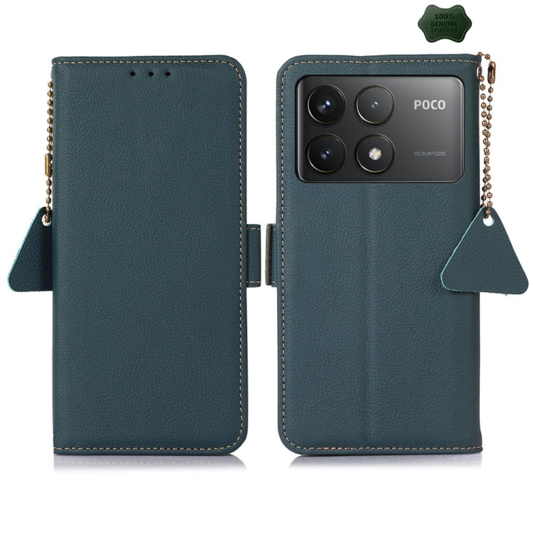 For Xiaomi Redmi K70 Pro Side-Magnetic TJ Genuine Leather RFID Phone Case(Green) - Xiaomi Cases by PMC Jewellery | Online Shopping South Africa | PMC Jewellery | Buy Now Pay Later Mobicred