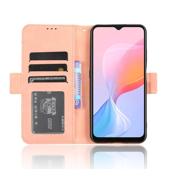 For Blackview A85 Skin Feel Calf Texture Card Slots Leather Phone Case(Pink)
