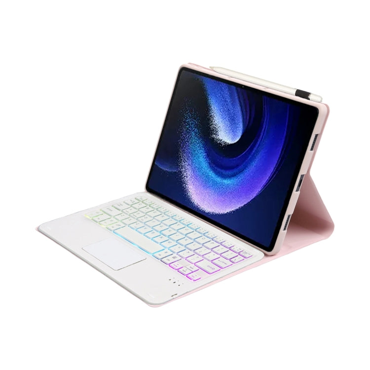 For Xiaomi Pad 6 / Pad 6 Pro A0N7-AS Lambskin Texture Ultra-thin Backlight Bluetooth Keyboard Leather Case with Touchpad(Pink) - Others Keyboard by PMC TechLife | Online Shopping South Africa | PMC TechLife