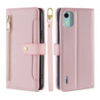 For Nokia C12 Sheep Texture Cross-body Zipper Wallet Leather Phone Case(Pink) - Nokia Cases by PMC TechLife | Online Shopping South Africa | PMC TechLife | Buy Now Pay Later Mobicred
