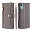 For Nokia C12 Sheep Texture Cross-body Zipper Wallet Leather Phone Case(Grey) - Nokia Cases by PMC TechLife | Online Shopping South Africa | PMC TechLife | Buy Now Pay Later Mobicred