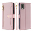 For Nokia C32 Sheep Texture Cross-body Zipper Wallet Leather Phone Case(Pink) - Nokia Cases by PMC TechLife | Online Shopping South Africa | PMC TechLife | Buy Now Pay Later Mobicred