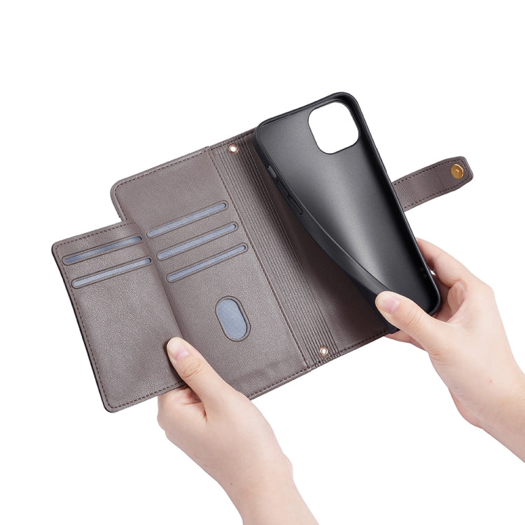 For Nokia C32 Sheep Texture Cross-body Zipper Wallet Leather Phone Case(Grey)
