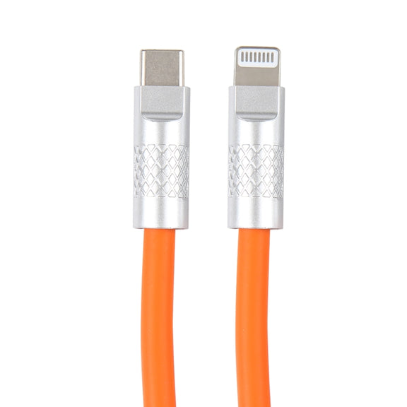 Mech Series 120W USB-C / Type-C to 8 Pin Metal Plug Silicone Fast Charging Data Cable, Length: 1.2m(Orange)