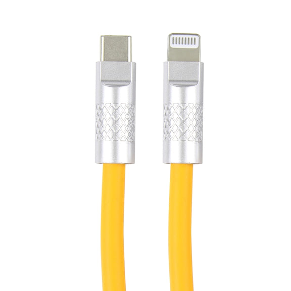 Mech Series 120W USB-C / Type-C to 8 Pin Metal Plug Silicone Fast Charging Data Cable, Length: 1.2m(Yellow)