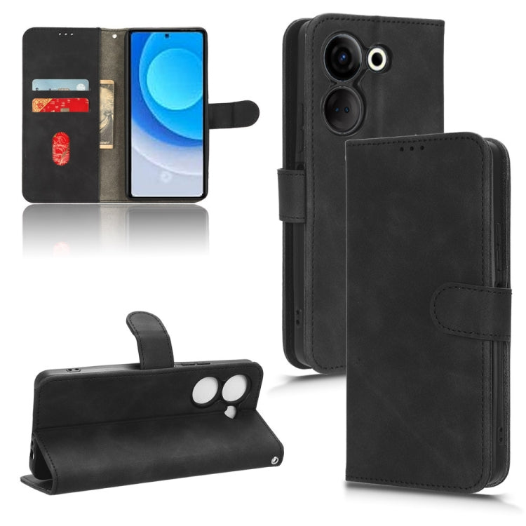 For TECNO Camon 20 Pro Skin Feel Magnetic Flip Leather Phone Case(Black) - Tecno Cases by PMC TechLife | Online Shopping South Africa | PMC TechLife | Buy Now Pay Later Mobicred