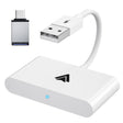 THT-020-2+ USB + USB-C / Type-C Wired to Wireless Carplay Adapter for Android Smartphone(White) - free shipping - PMC TechLife - Order now!