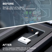 THT-020-2+ USB + USB-C / Type-C Wired to Wireless Carplay Adapter for Android Smartphone(White)