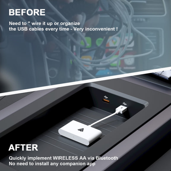 THT-020-2+ USB + USB-C / Type-C Wired to Wireless Carplay Adapter for Android Smartphone(White)