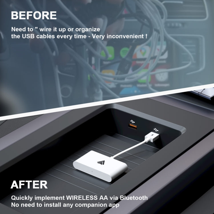 THT-020-2+ USB + USB-C / Type-C Wired to Wireless Carplay Adapter for Android Smartphone(White)