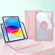 Z10B For iPad 10th Gen 10.9 2022 / 11 2025 Pen Slot Bluetooth Keyboard Leather Tablet Case(Pink)