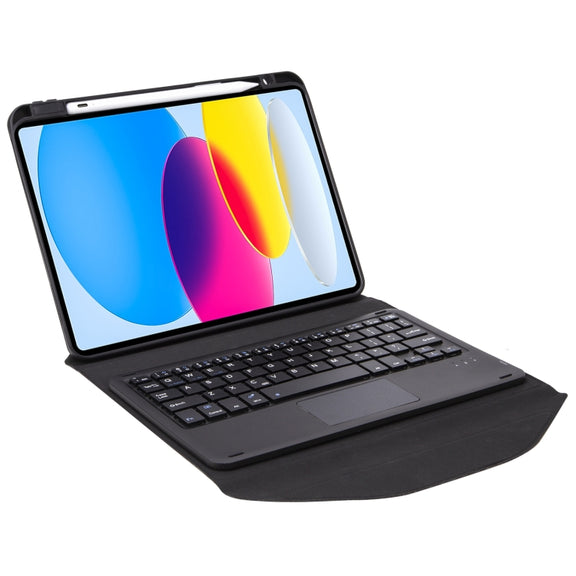 Z10B-A For iPad 10th Gen 10.9 2022 / 11 2025 Pen Slot Touchpad Bluetooth Keyboard Leather Tablet Case(Black)