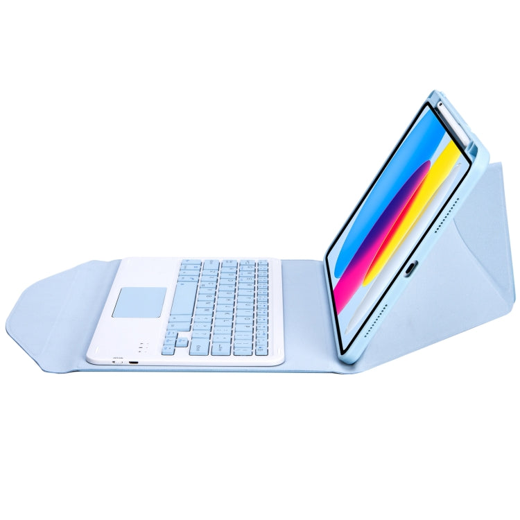 Z10B-A For iPad 10th Gen 10.9 2022 Pen Slot Touchpad Bluetooth Keyboard Leather Tablet Case(Sky Blue) - Universal by PMC TechLife | Online Shopping South Africa | PMC TechLife