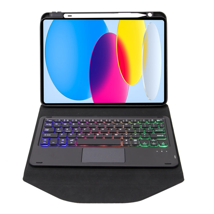 Z10B-AS For iPad 10th Gen 10.9 2022 Pen Slot Touchpad Backlight Bluetooth Keyboard Leather Tablet Case(Black) - Universal by PMC TechLife | Online Shopping South Africa | PMC TechLife