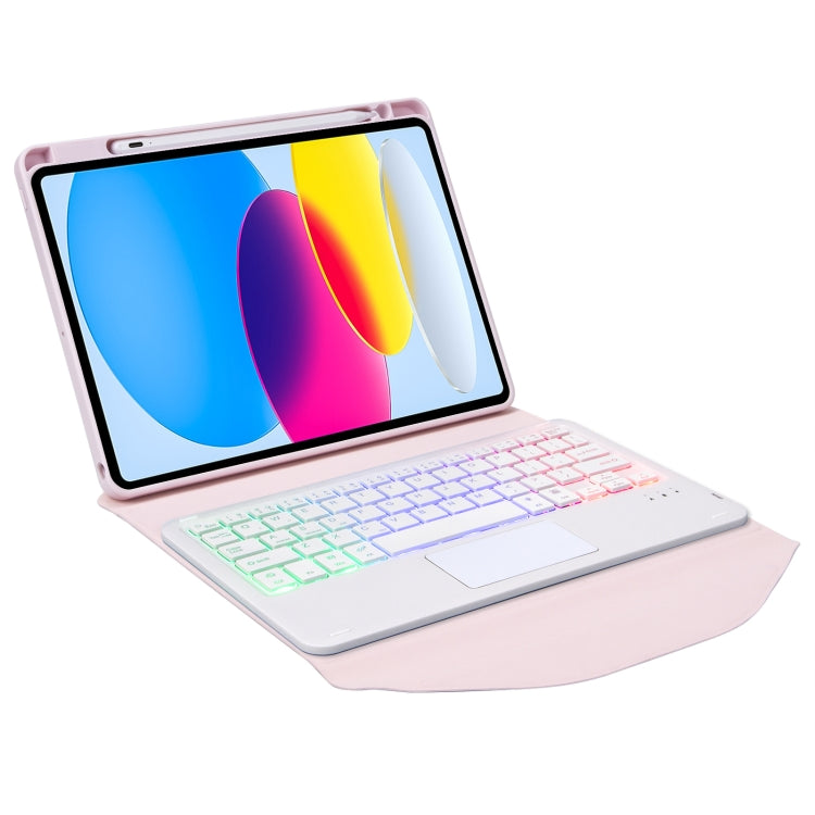 Z10B-AS For iPad 10th Gen 10.9 2022 Pen Slot Touchpad Backlight Bluetooth Keyboard Leather Tablet Case(Pink) - Universal by PMC TechLife | Online Shopping South Africa | PMC TechLife