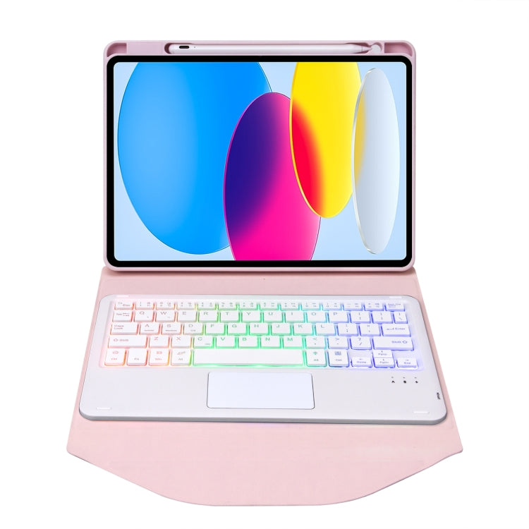 Z10B-AS For iPad 10th Gen 10.9 2022 Pen Slot Touchpad Backlight Bluetooth Keyboard Leather Tablet Case(Pink) - Universal by PMC TechLife | Online Shopping South Africa | PMC TechLife