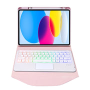 Z10B-AS For iPad 10th Gen 10.9 2022 Pen Slot Touchpad Backlight Bluetooth Keyboard Leather Tablet Case(Pink)