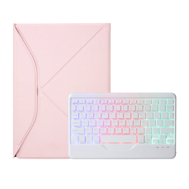 Z10BS For iPad 10th Gen 10.9 2022 / 11 2025 Pen Slot Backlight Bluetooth Keyboard Leather Tablet Case(Pink)