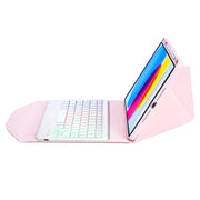 Z10BS For iPad 10th Gen 10.9 2022 / 11 2025 Pen Slot Backlight Bluetooth Keyboard Leather Tablet Case(Pink)